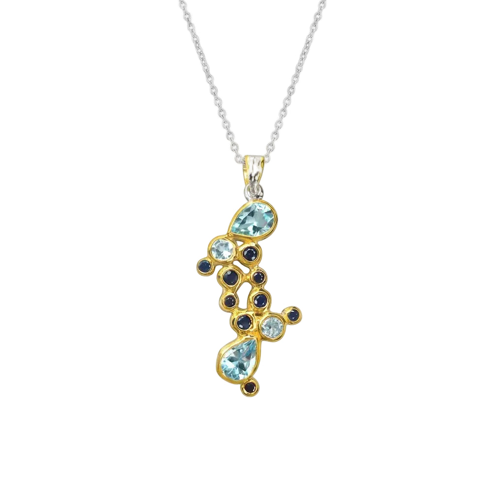 ASTRAL SAPHIRA – Exklusives Saphir Edelstein Collier aus 22k vergoldetem 925 Sterling Silber von René Rose Jewelry