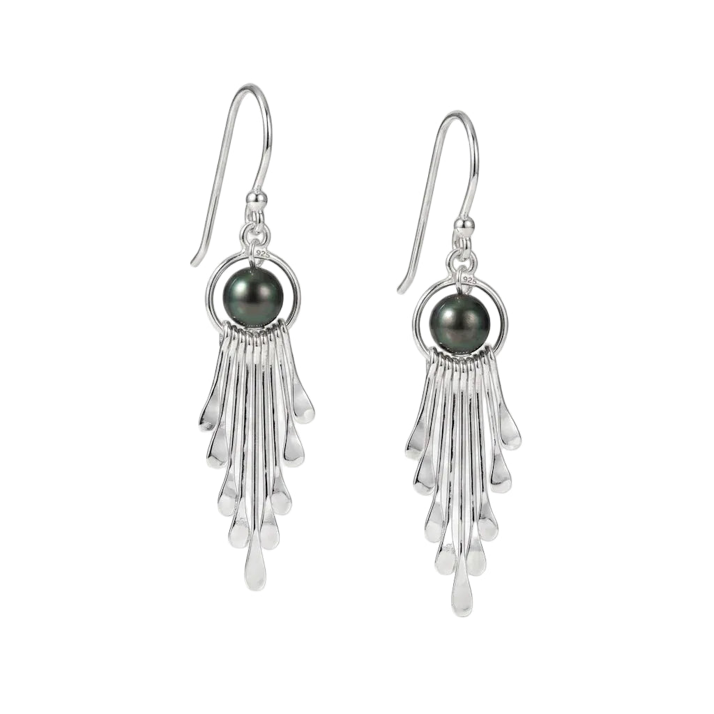 MARIA NOIRE – Exklusive Chandelier Ohrhänger mit schwarzen Süßwasserperlen aus 925 Sterling Silber von René Rose Jewelry