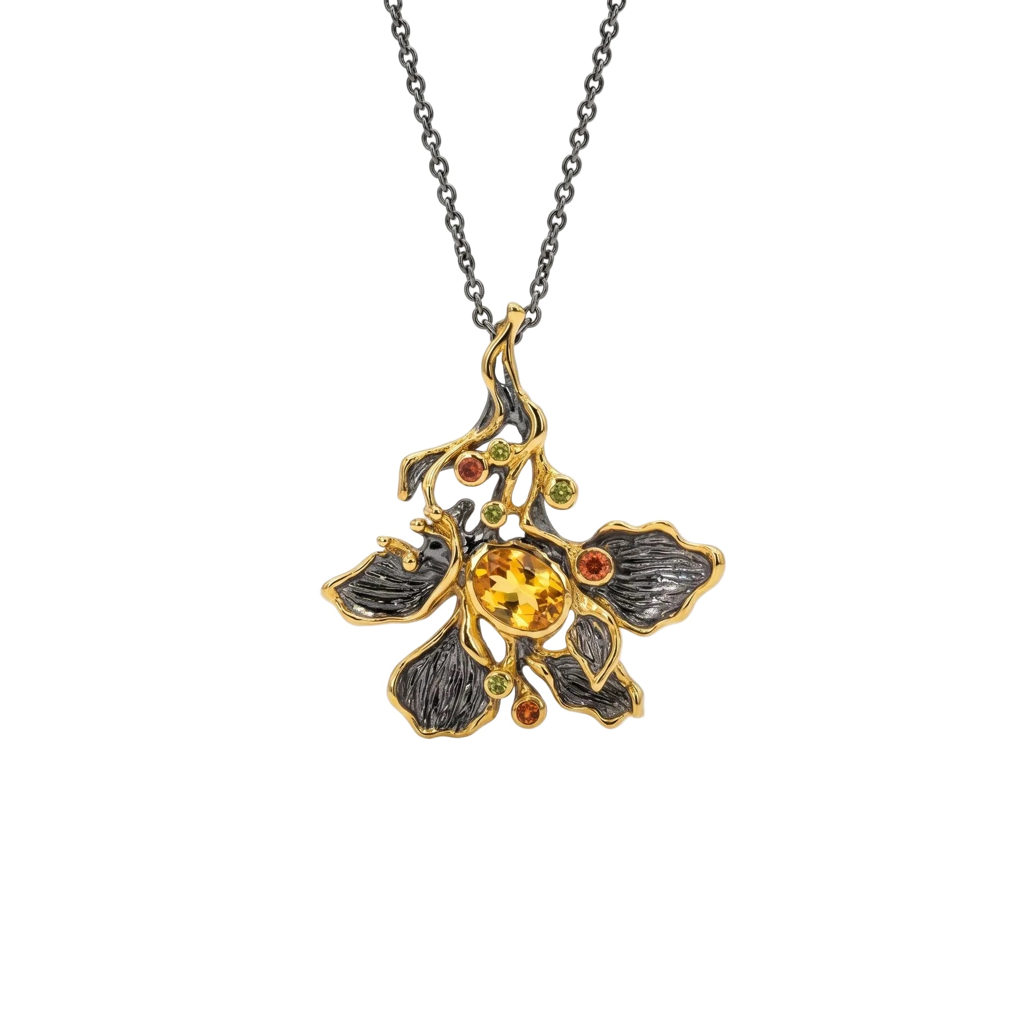 ORCHIDÉE SOLARE – Exklusive Orchideen Kette aus 925 Sterling Silber mit Bicolor Vergoldung von René Rose Jewelry