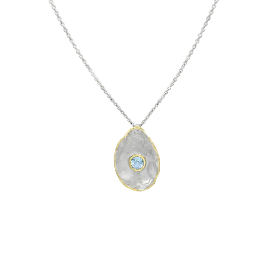 TOPAZIO TALISMAN – Exklusives Medaillon Collier mit blauem Topas Edelstein aus 925 Sterling Silber von René Rose Jewelry