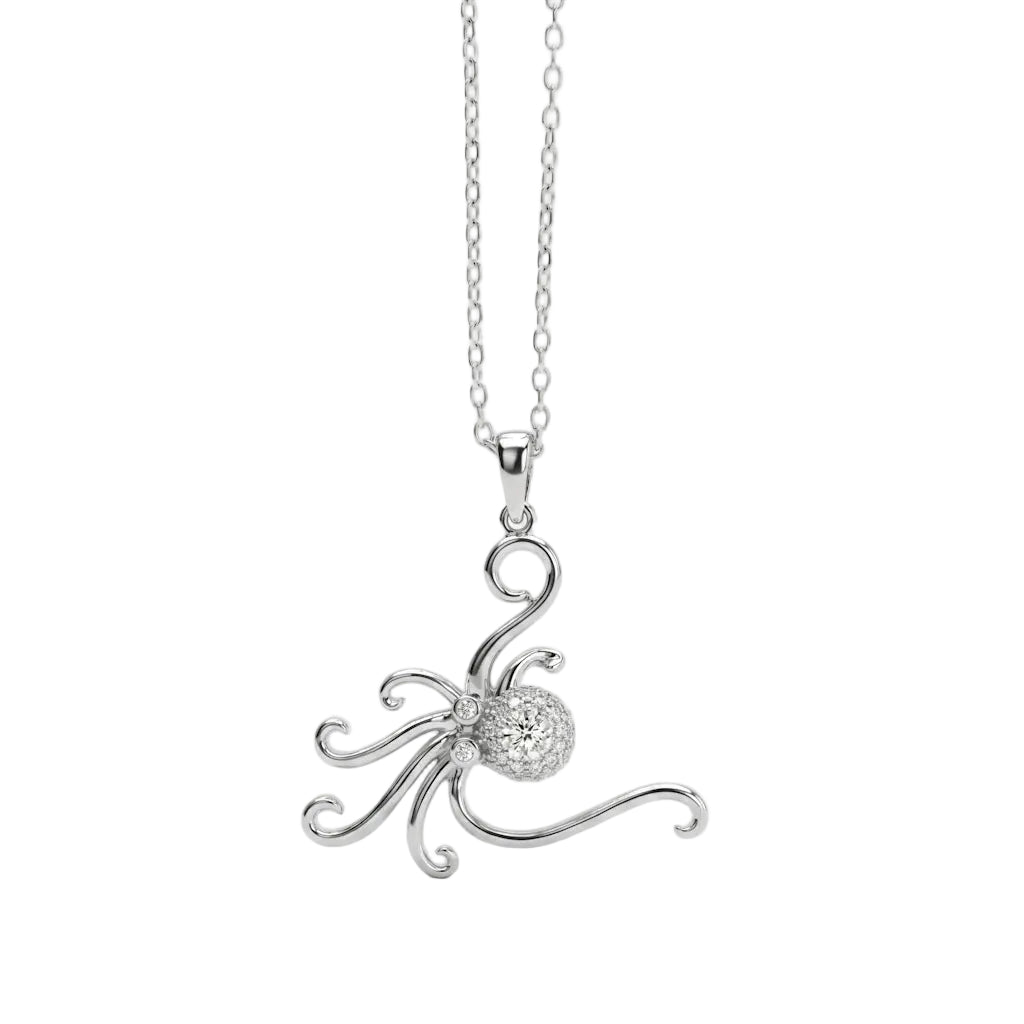 WATERSPIRIT KRAKEN – Exklusive Kraken Kette mit funkelnden Kristallen aus 925 Sterling Silber von René Rose Jewelry