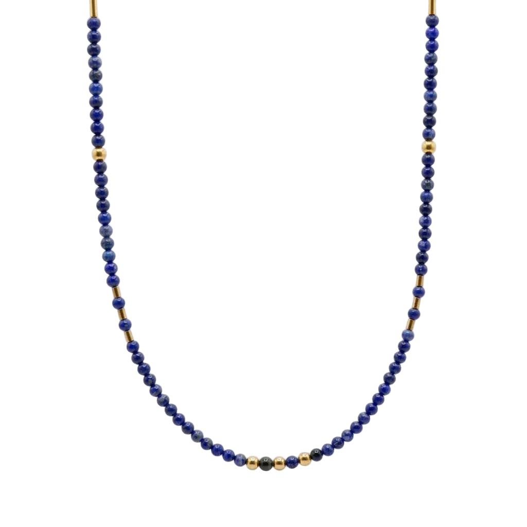 JUANA LAPIS – Exklusives Edelstein Collier mit blauem Lapislazuli aus 18k vergoldetem 925 Sterling Silber von René Rose Jewelry