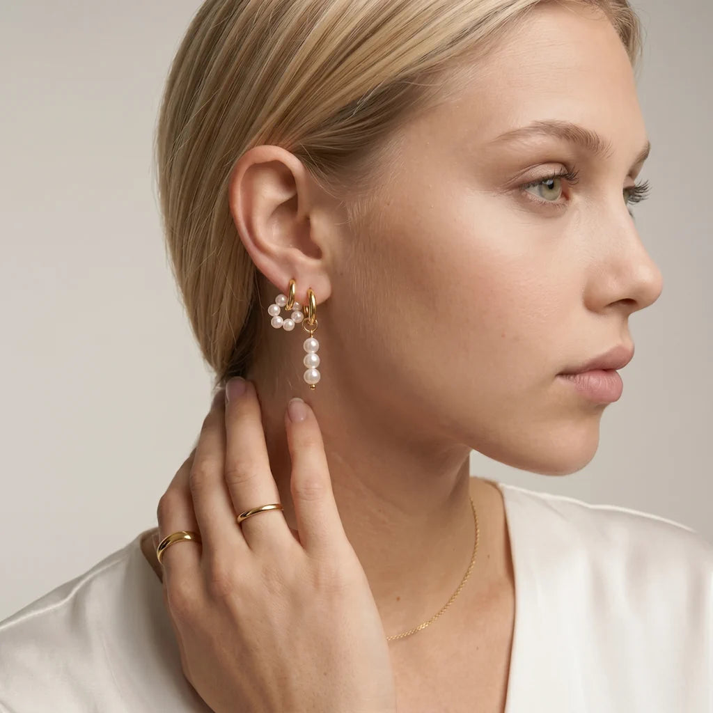 Creolen PERLA ASIMMETRIA René Rose Jewelry