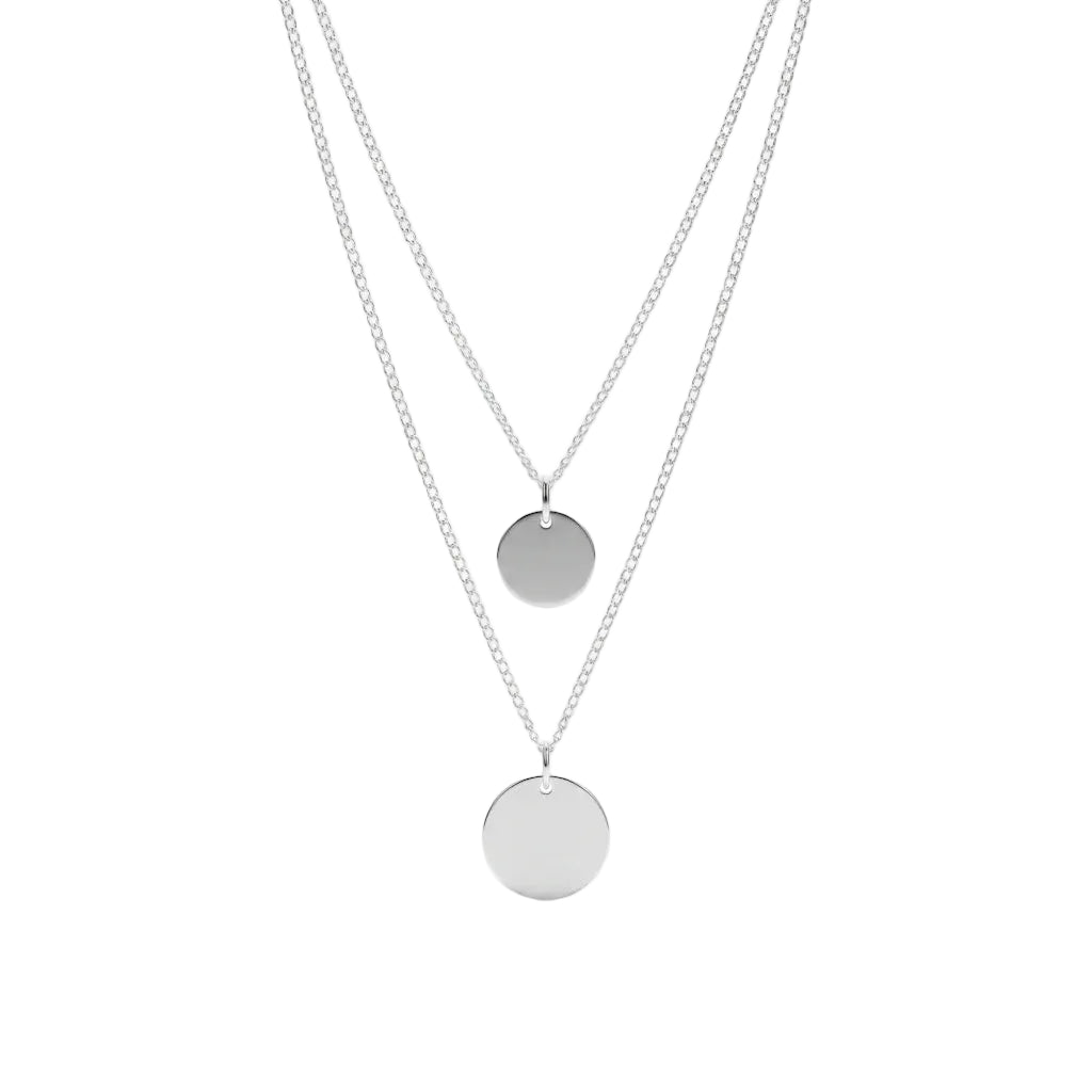 LUNA LAYER – Zweireihige Layering Kette mit Medaillon aus 925 Sterling Silber von René Rose Jewelry