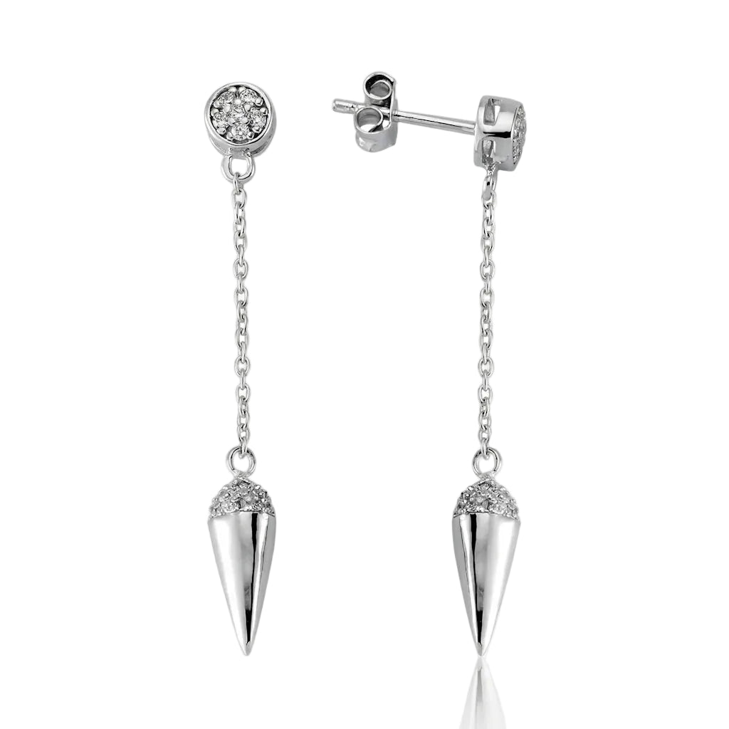 LAJA SPIKE – Lange Ohrhänger mit funkelnden Zirkonia Kristallen aus 925 Sterling Silber von René Rose Jewelry