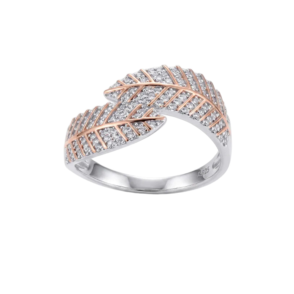 WILMA BLOSSOM – Breiter Blätter Ring im Bypass Design aus 925 Sterling Silber von René Rose Jewelry