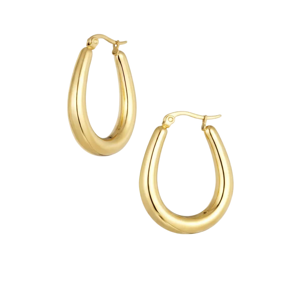 ANNA OVAL – Elegante ovale Creolen aus wasserfestem 316L Edelstahl von René Rose Jewelry