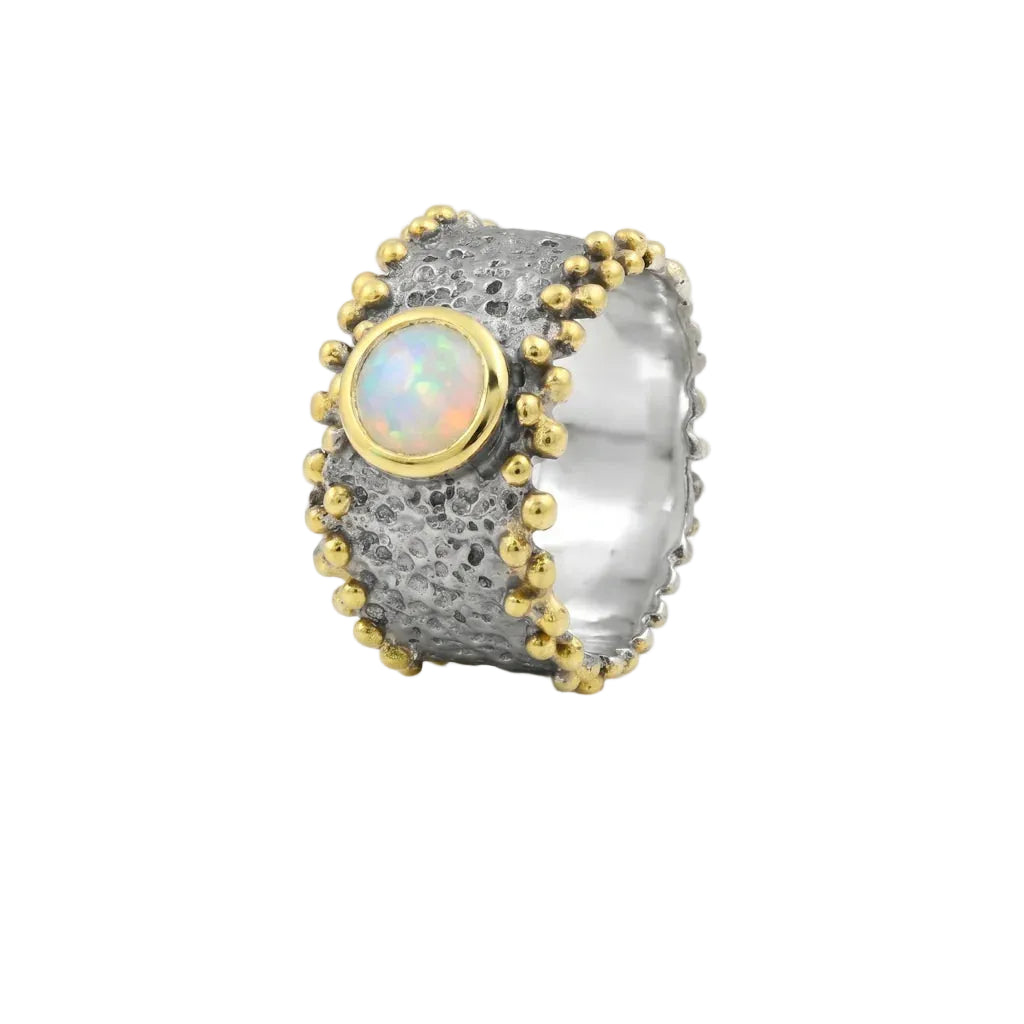ISHANI GALAXY – Exklusiver Opal Ring aus 925 Sterling Silber mit echtem äthiopischen Opal von René Rose Jewelry