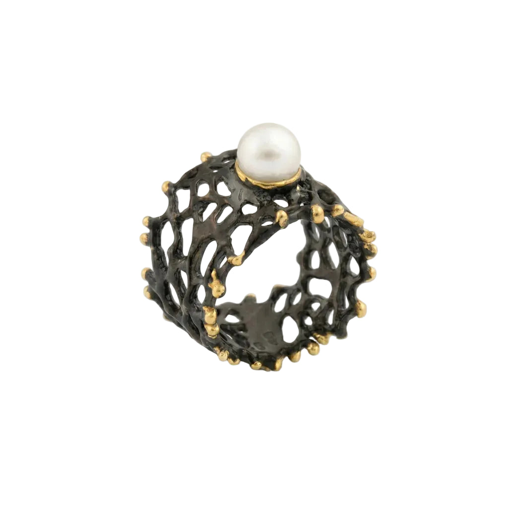 DENA CORALLO – Exklusiver Perlenring mit echter Süßwasserperle aus 925 Sterling Silber von René Rose Jewelry