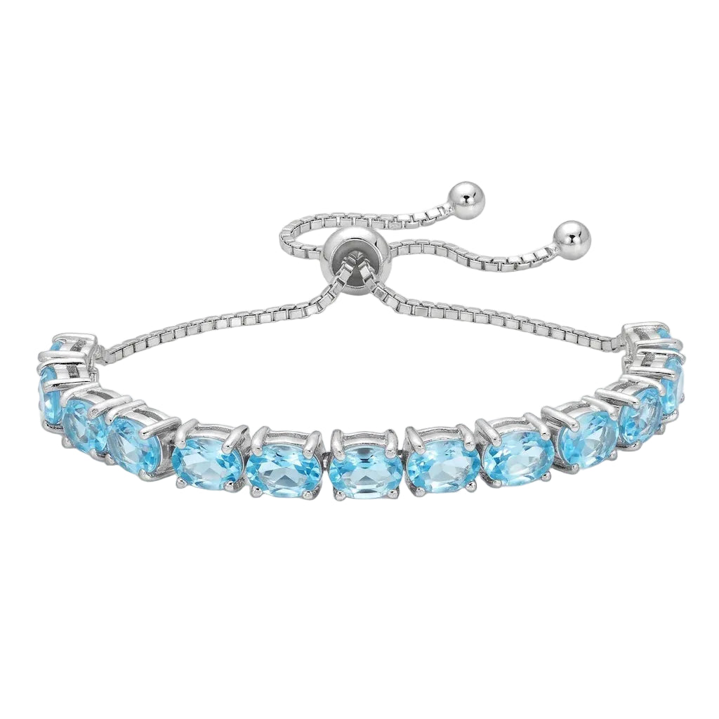 ISHANI TOPAZ – Filigranes Tennisarmband mit hellem Topas Edelstein aus rhodiniertem 925 Sterling Silber von René Rose Jewelry