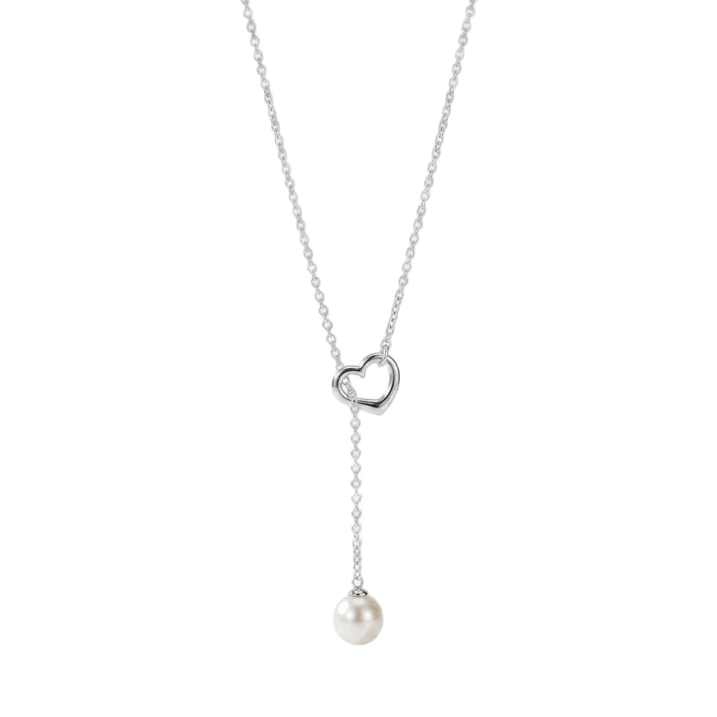 ANNIKA AMOUR PERLA – Filigrane Y Kette mit Herz und echter Süßwasserperle aus 925 Sterling Silber von René Rose Jewelry