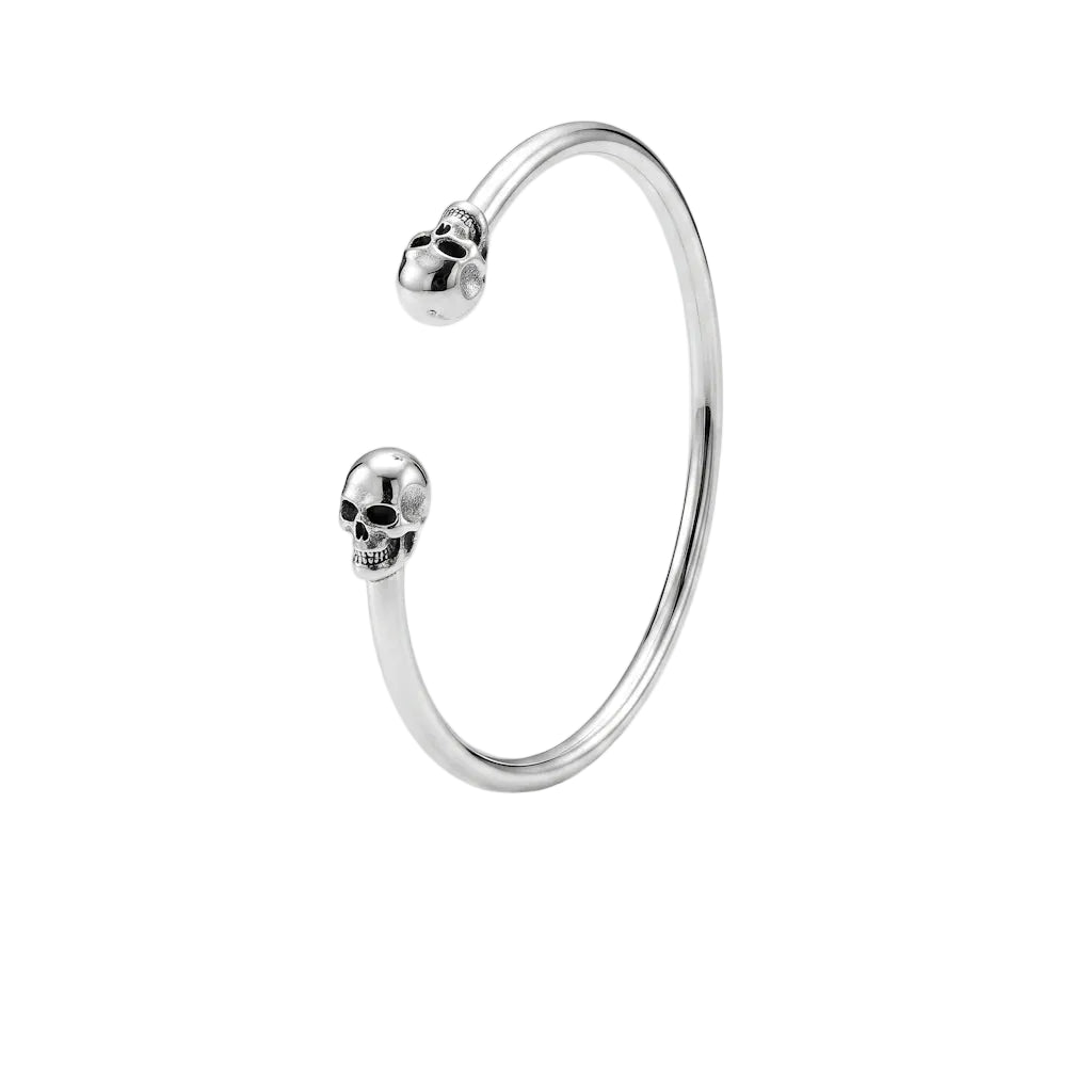 VISKA SKULL – Breiter Totenkopf Manschetten Armreif aus massivem 925 Sterling Silber von René Rose Jewelry