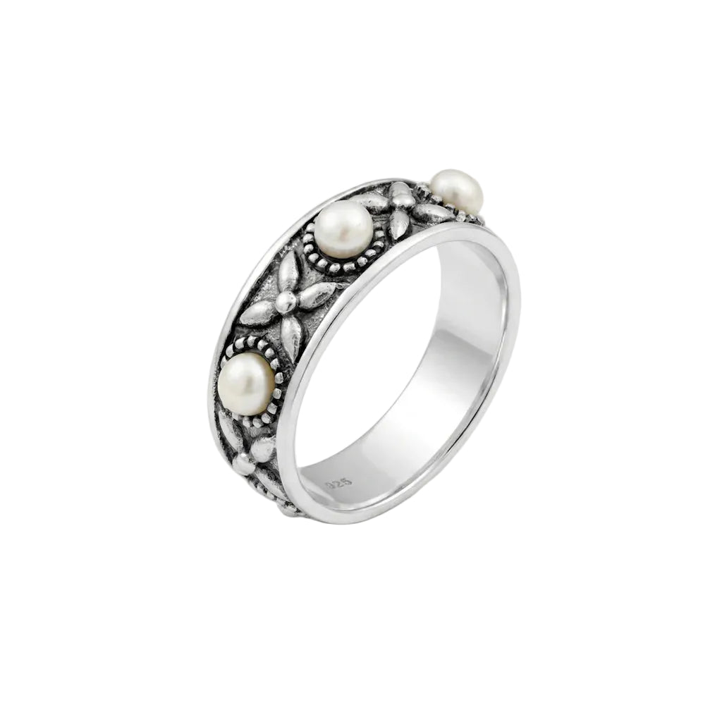 BAANO PERLA – Eleganter Perlenring aus 925 Sterling Silber mit echter Perle von René Rose Jewelry