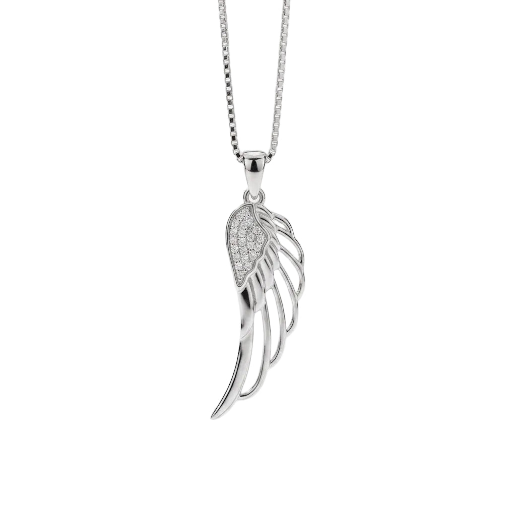 ANGELWING PAVÉ – Filigrane Engelsflügel Kette mit funkelnden Kristallen aus 925 Sterling Silber von René Rose Jewelry