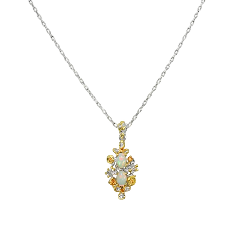 ASTRAL OPALINE – Exklusives Edelstein Collier mit echtem äthiopischen Opal aus 925 Sterling Silber von René Rose Jewelry