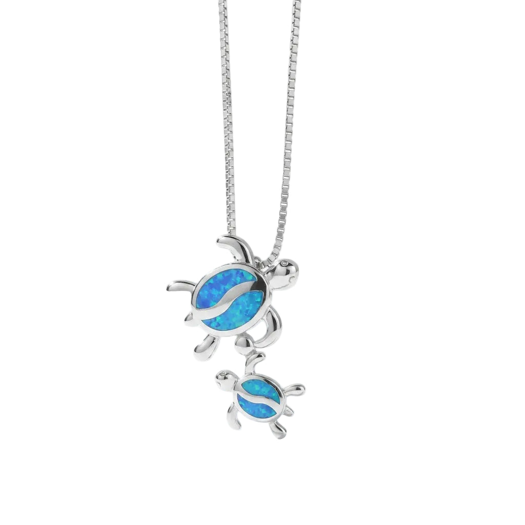 SCHILLY COELUM – Filigrane Schildkröten Kette mit blauem Opal aus 925 Sterling Silber von René Rose Jewelry