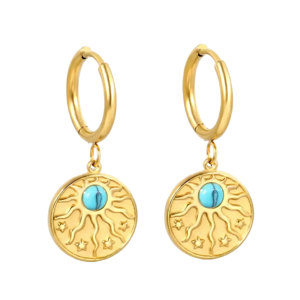 MEDAILLON SOLARE – Goldene Münzen Creolen aus wasserfestem 316L Edelstahl von René Rose Jewelry