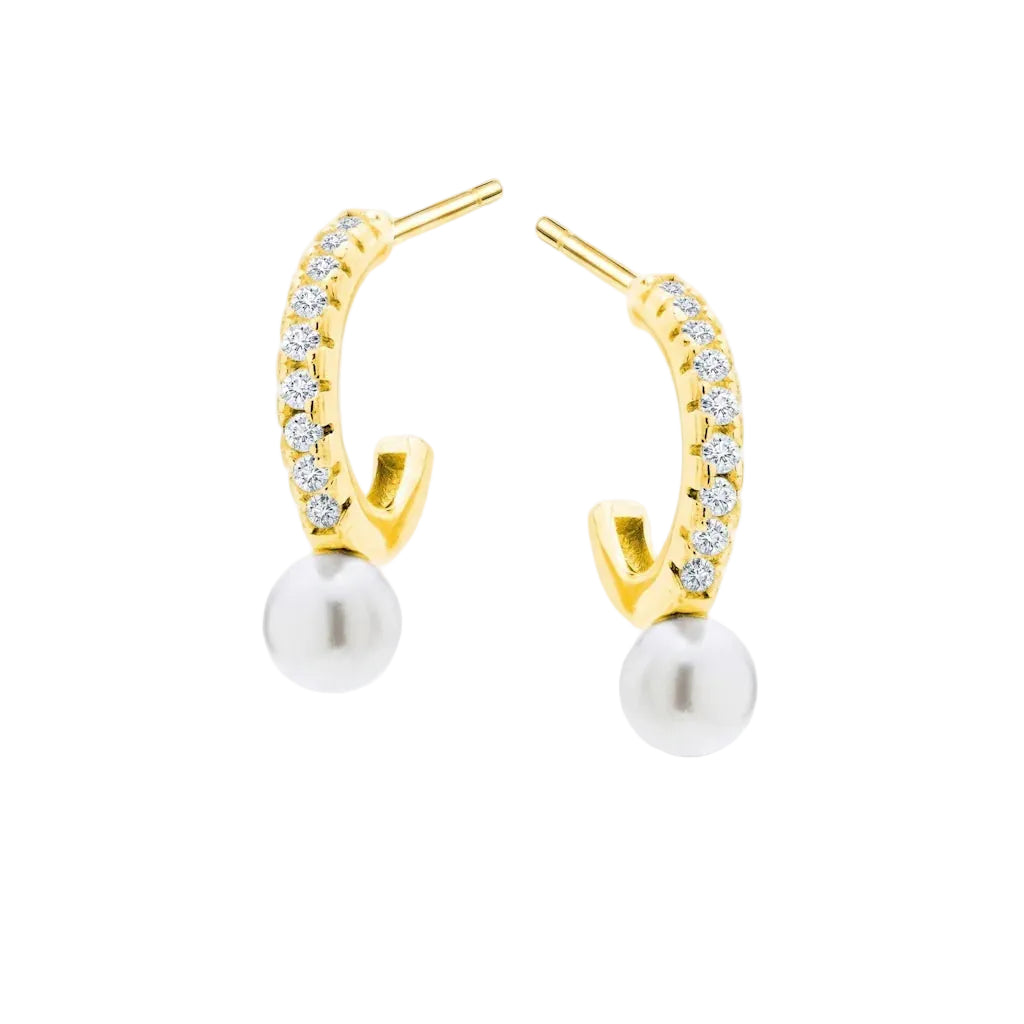 PATRICIA LUNA – Elegante Halbcreolen mit Perlmutt aus 14k vergoldetem 925 Sterling Silber von René Rose Jewelry