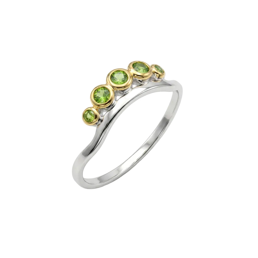 TIARA VERDE – Filigraner Kronen Ring mit grünem Stein aus 925 Sterling Silber von René Rose Jewelry
