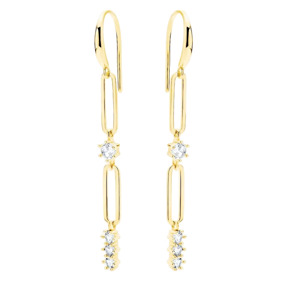 PAULINA LINK – Geometrische Gliederketten Ohrringe aus 14k vergoldetem 925 Sterling Silber von René Rose Jewelry