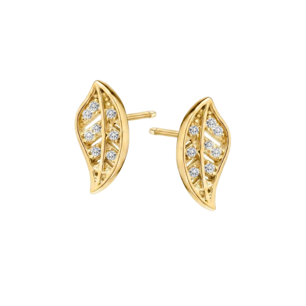 FOGLIA TRAFORATA – Filigrane Blatt Ohrringe aus 14k vergoldetem 925 Sterling Silber von René Rose Jewelry