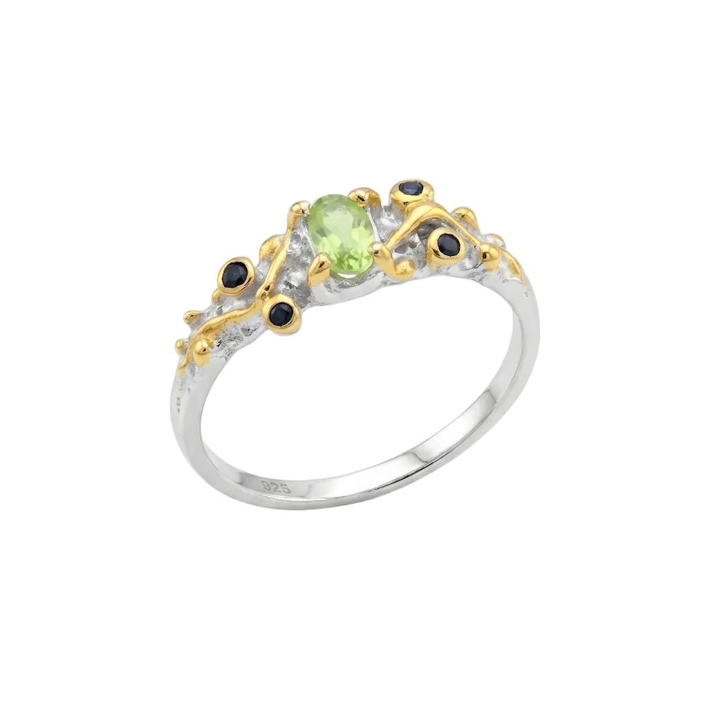 ARDIN NOBLESSE – Eleganter Solitär-Ring mit grünem Peridot Edelstein aus 925 Sterling Silber von René Rose Jewelry