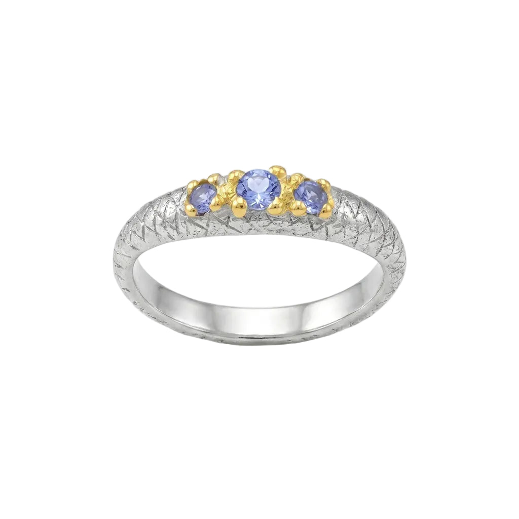 NIDAWI TRILOGY – Exklusiver Trilogy Ring mit blauen Tansanit Edelsteinen aus 925 Sterling Silber von René Rose Jewelry