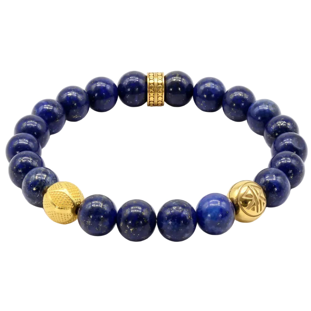 AURELIA LAPIS – Exklusives Edelstein Armband mit blauen Lapislazuli Perlen aus 18k vergoldetem 925 Sterling Silber von René Rose Jewelry