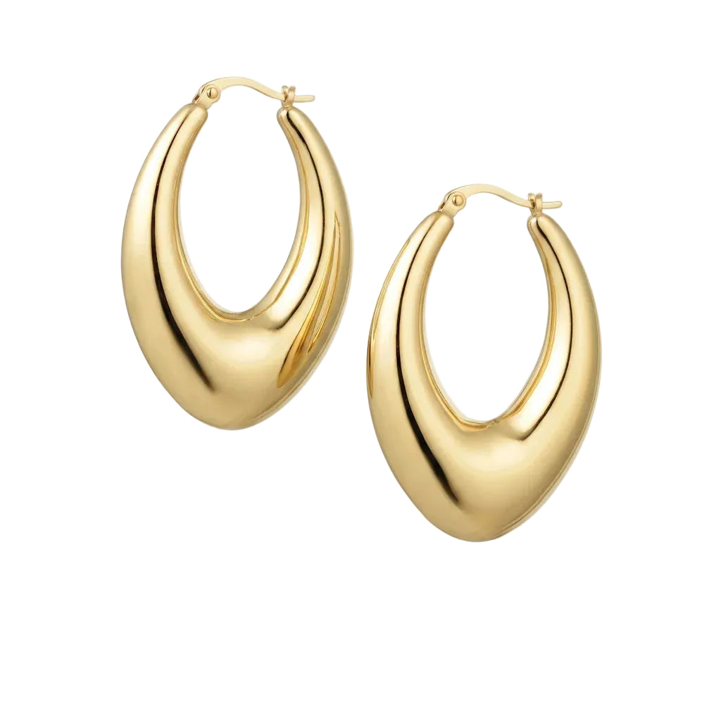EMMA DROP – Elegante goldene Teardrop Creolen aus wasserfestem 316L Edelstahl von René Rose Jewelry