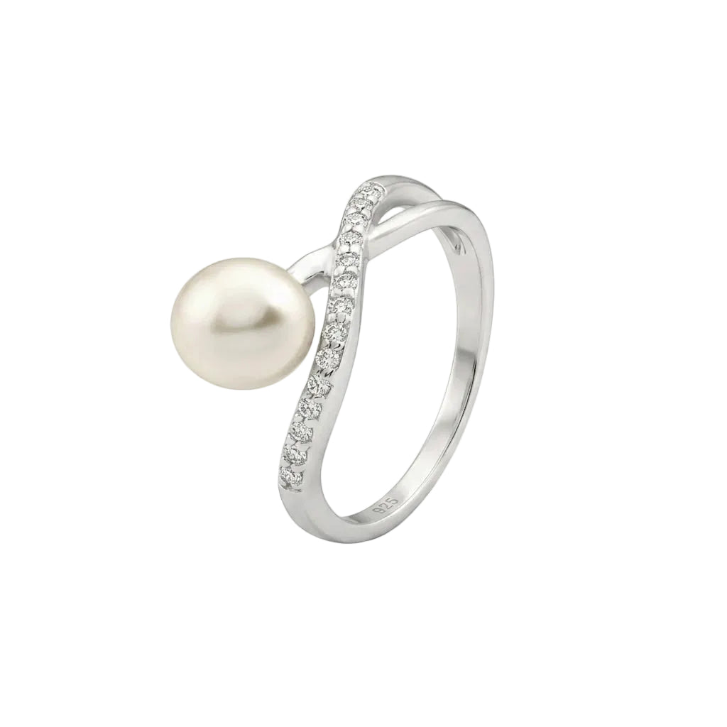 DANY PERLA – Eleganter Perlenring im Wellen Design aus 925 Sterling Silber von René Rose Jewelry