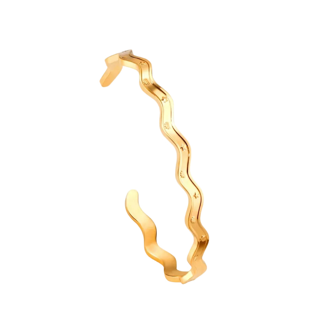 JULIA WAVE – Manschetten Armreif im Wellen Design aus wasserfestem 316L Edelstahl von René Rose Jewelry