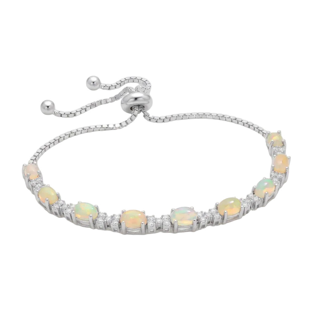 ISHANI OPALINE – Filigranes Tennisarmband mit echtem Opal aus rhodiniertem 925 Sterling Silber von René Rose Jewelry