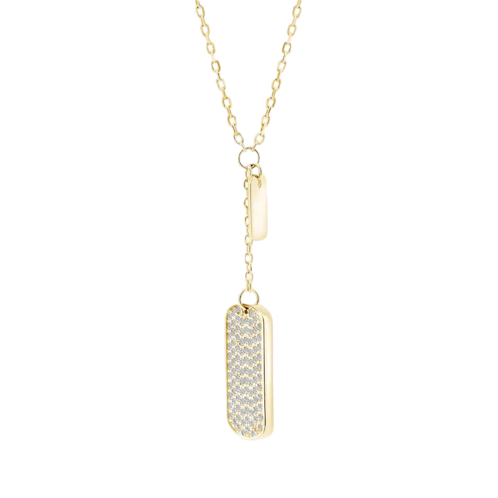 NELLY BARRE – Filigrane Y Kette mit Kristall Balken aus 14k vergoldetem 925 Sterling Silber von René Rose Jewelry